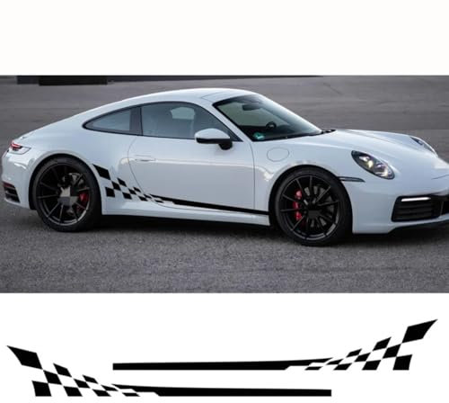 2 Stück, für Porsche 911 997 991 992 GT3 RS Turbo Carrera 4S Racing Flagge Stil Auto Tür Seitenstreifen Aufkleber Aufkleber Zubehör
