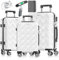 KESSER® Reisekoffer Set 3-teilig | Kofferset ABS Hartschalenkoffer mit Zahlenschloss, Kofferwaage & Reisebrieftasche 360° Rollen | Handgepäck & große Koffer für Business & Reise Trolley Snow White