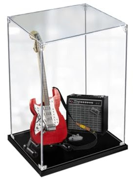 Acryl-Vitrine für Lego Fender Stratocaster 21329 DIY-Gitarre, staubdichte Displaybox, kompatibel mit Le*go, Geschenk für Musikliebhaber (3 mm, transparent)