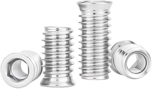 Ctyjia 25Pcs Threaded Inserts Nuts M4 x 10mm Zinc Plated Carbon Steel Hex Socket Nuts, for Wood Timber Furniture