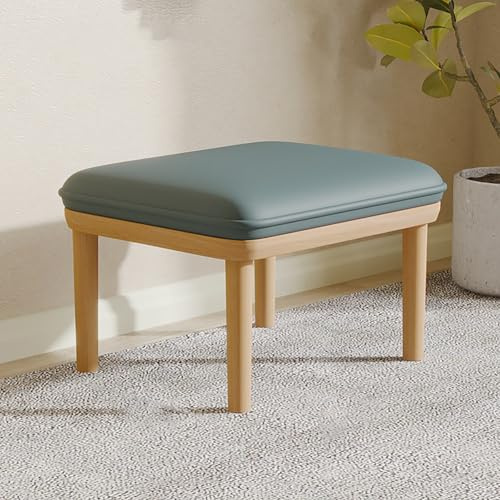 BAYTEWJX Sitzbank 2-Sitzer Essbank Holzbank Gepolstert Holzbank mit Sitzauflagen Wohnzimmerbank für Schlafzimmer Flur.(Blauw,60x45x38cm)