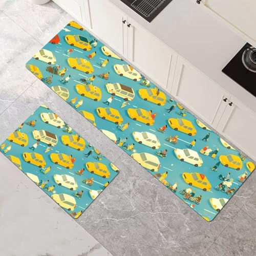 Küchenteppich Waschbar Rutschfest Teppiche Läufer Küche Küchenläufer 2 Stück Wasser Absorbierende Küchenmatten Set, Teppichläufer für Flur, Esszimmer, Eingang, Türmatte Mint 120x180cm+120x360cm 1-186