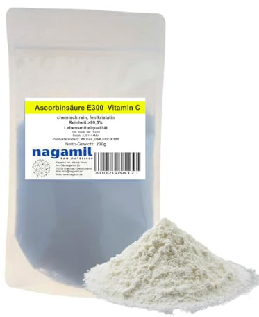 200g (=0,2 kg) L-Ascorbinsäure Vitamin C, Lebensmittelqualität E300, feinkristalin