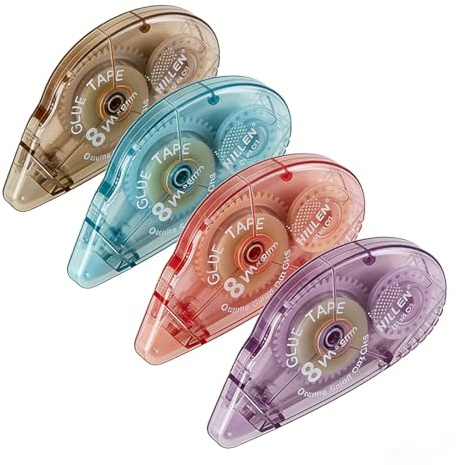 Harnovlis Glue Roller Tape, 4-Pack Double Sided Adhesive Tape Dispenser | 8Mx8MM for Crafting, Cards & Scrapbooking