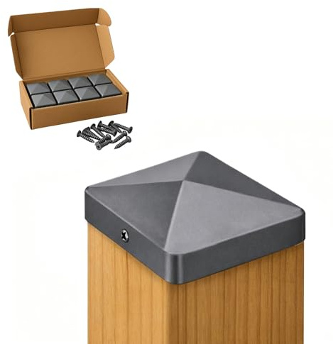 FeNau 10er Set Pfostenkappe 7x7 cm Anthrazit RAL 7016 - Holzzaun Pyramide inkl. 20 Schrauben