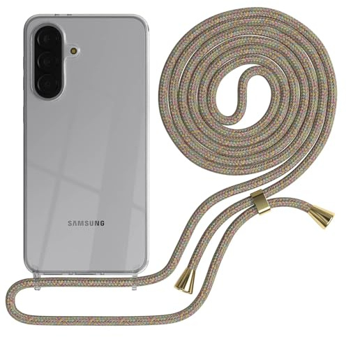 EAZY CASE Handykette kompatibel mit Galaxy A37 Handyhülle mit Umhängeband, Handykordel mit Schutzhülle, Silikonhülle, Hülle mit Band, Stylische Kette für Smartphones, Rainbow