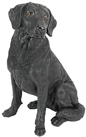 Design Toscano Schwarzer Labrador Retriever Hund Gartenstatue, Polyresin, schwarz, 38 cm