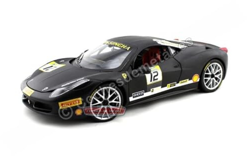 Ferrari 458 Challenge Matt Black #12 1/18 Diecast Car Model by Hot Wheels