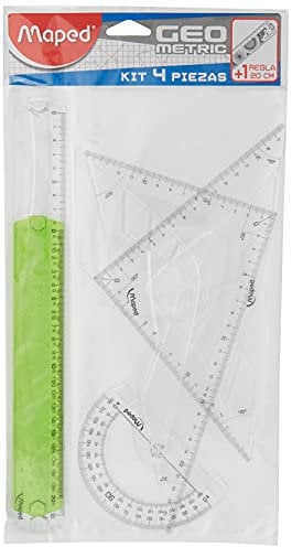 Maped 3154142278357 Kit Strumenti per Geometria Composto da Righello, Squadro, Goniometro e Righello