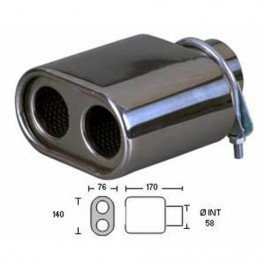 Auspuffblende universal Edelstahl 140x76mm Anschluss 42-56mm