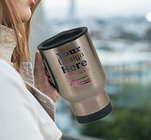 Custom Aluminium Travel Mug - Custom Printed with Your Personalised Design (Silver)