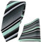 TigerTie - schmale Designer Krawatte Designer Einstecktuch in mint silber grau weiss gestreift