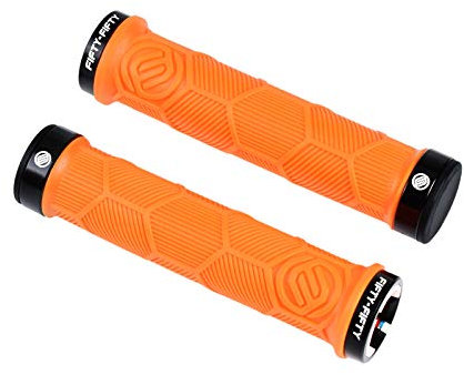 FIFTY-FIFTY Double Lock-On Mountain Bike Grips, Bicycle Handlebar Locking Grips, Non-Slip MTB Handle (Orange)