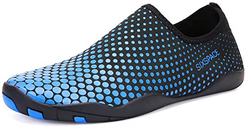 Sixspace Herren Badeschuhe Wasserschuhe Schwimmschuhe Männer Frauen Strandschuhe Aquaschuhe Barfußschuhe für Strand,Pool,Meer,Wassersport,Tauchen,Surfen,Aqua Cycling(Blau 46 EU)