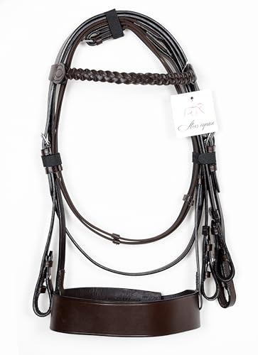 Aces Equine Hunter Zaumzeug Braun mit 5,1 cm Nasenriemen und 2,5 cm vergoldetem Braun
