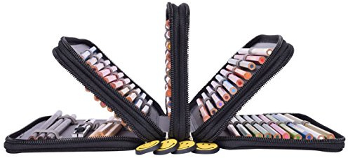 72 Slots Federmappe Super Falten große Kapazität Bleistift-Beutel Studenten Stationäre Fall Farbige Bleistifte Halter Case Federtasche Federmäppchen mit Innentasche, von DUBENS (Schwarz)