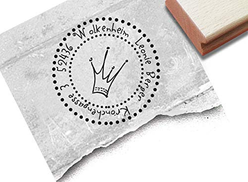 Stempel - Individueller Adressstempel POSTSTEMPEL KRONE - Familienstempel personalisiert Name Adresse- Geschenk für Kinder - zAcheR-fineT