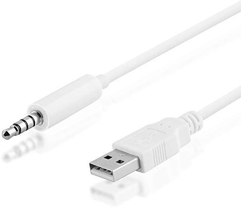 BestPlug 1 Meter USB Kabel Ladekabel Aux in Out, 3,5mm Klinke Stecker auf 2.0 USB A-Stecker, Weiss