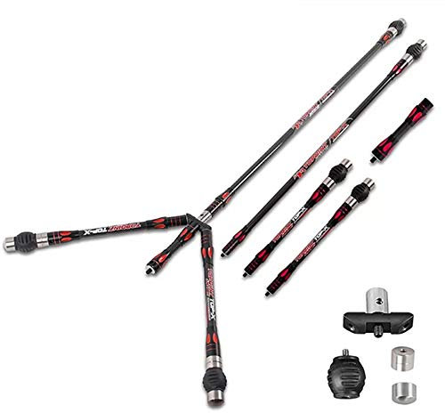 Bogenschießen Bogen Stabilisator Stange 30 Abnehmbare Stabilisierer System Balance Bar Stabilisator Verlängerungsstange Komplett System für Compound Recurve Bogen(Rot)
