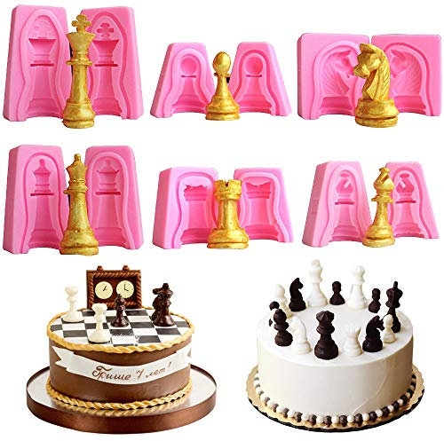 Set mit 6 internationalen 3D-Schachfiguren, Schokolade, Süßigkeiten, Schach, Silikon, Kuchen, Cupcakes, Fondant, Dekorationswerkzeug, Bienenwachs, Kerze, Seife, Wachs, Wachs, Seife, Wachs, Wachs,