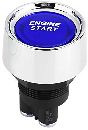 Interrupteur de démarrage de moteur de remplacement EVGATSAUTO, interrupteur de démarrage d'allumage à bouton poussoir de démarrage de moteur de véhicule de voiture 12V-24V 50A(Bleu)