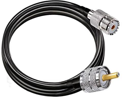 TUOLNK UHF PL259 Cable RG58 6.6ft (2M) PL259 SO239 Cable de extensión macho a hembra Cable coaxial CB de baja pérdida Negro para radio bidireccional Radio CB Dispositivos LAN inalámbricos