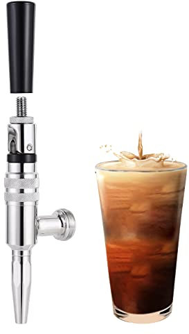 Dbgogo Nitro Tap Stout Faucet, All Stainless Steel Nitrogen Draft Beer Tower Cold Brew Nitro Kegerator Draught Keg Tap with Homebrew Standard Beer Faucet Handle