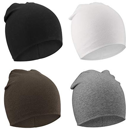 DRESHOW 4 Stücke Unisex Hut Junge Mütze Frühling Mützchen Kleinkind Wendemütze Jersey Slouch Beanie Bekleidung Infant Hut Kindergarten