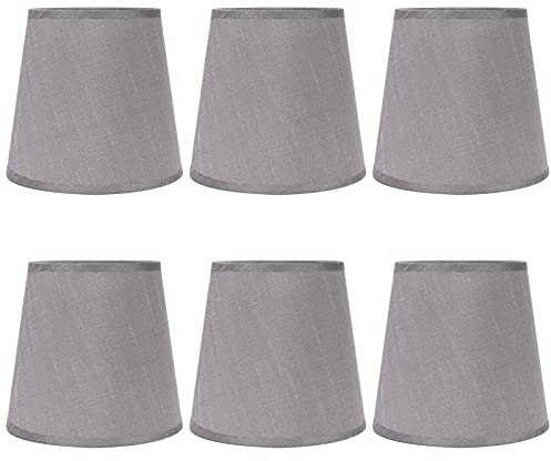 Kronleuchterschirme Lampenschirme Set von 6, kleine Grau Lampenschirm E14 für Lampen Uno Fitter Moderne Glockenlampenschirme für Hängelampe Tischlampe Stehlampe Ersatz
