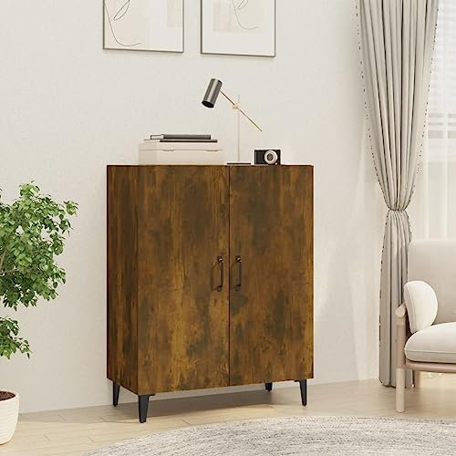WIFESE Aparador de Madera Contrachapada Color Roble Ahumado 70x34x90 cm Aparador de Bufé Minimalista Amplio Espacio de Almacenamiento Mueble Auxiliar Cocina Sala de Estar Entrada Fácil de Limpiar