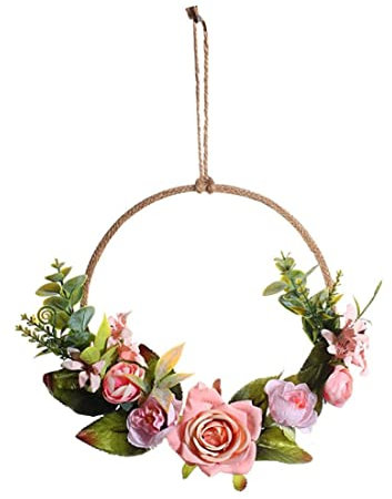 Giove di primavera ghirlanda di fiori di rosa artificiale per porta d'ingresso, ghirlanda di rose artificiali, ghirlanda floreale della ghirlanda primaverile, porta d'ingresso della primavera