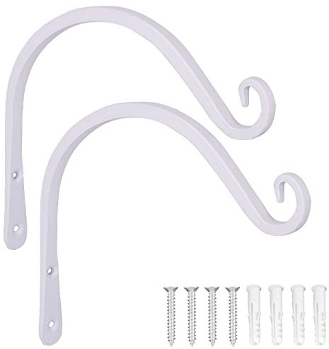 LOOGI Pflanzenhalterung Blumenampelhalter Eisen Wandhaken Blumenampel Wandhalter Haken - 2 Stücke (Weiß 20cm C)