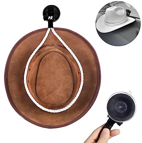 TOYMIS Cowboy Hat Holder for Car, Universal Hat Mounts Keep Hat Shape Cowboy Hat Rock with Suction Cup for Your Vehicles & Household Use Car Accessories (White)