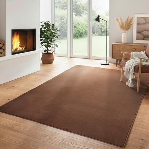 Carpettex Waschbarer Kurzflor Läufer 80x250 cm Braun Modern