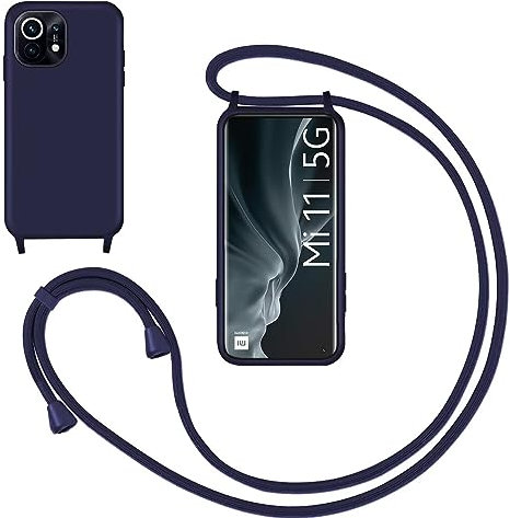 GoodcAcy Handykette Handyhülle für Xiaomi Mi 11,Smartphone Necklace Hülle mit Band Schutzhülle mit Kette zum umhängen Halskette Flüssig Silikon Case für Xiaomi Mi 11,Blau