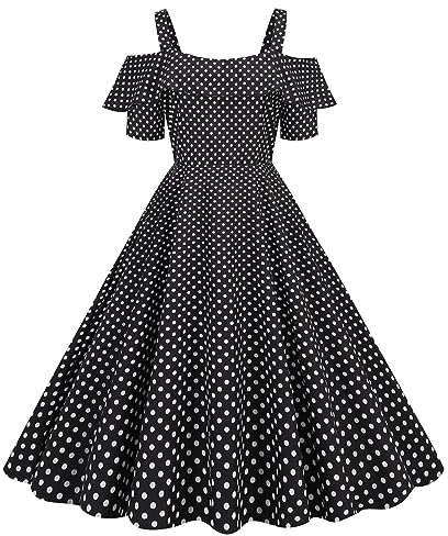 Robe Rose Bustier à et Bretelles à Volants pour Femmes Robe Soirée Rouge (Black, M)