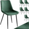 tectake® Sillas de Comedor Aterciopeladas, Asientos Tapizados, Sillas de Cocina y Salón, Patas de Acero, Gran Capacidad de Carga, Montaje Sencillo, Versátil y Combinable - 6 Sillas Verde Oscuro