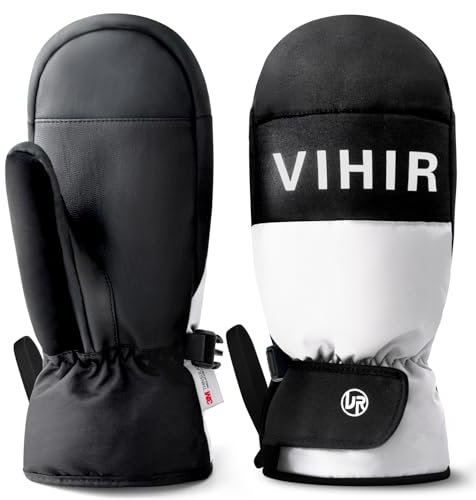 Vihir Guantes de Esquí para Hombre y Mujer, Guantes de Invierno Impermeable Pantalla Táctil 3M Thinsulate Antideslizantes, Guantes Calientes para Snowboard Invierno Bicicleta Correr al Aire Libre