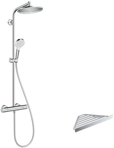 Colonne de douche thermostatique HANSGROHE Crometta S 240 chromé + tablette AddStoris