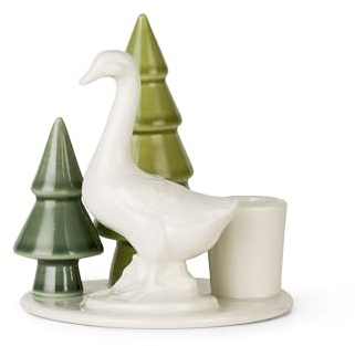 Dottir Nordic Design - Winter Stories Goose - Porzellan - Farbe: weiß/grün - 10 x 11 cm