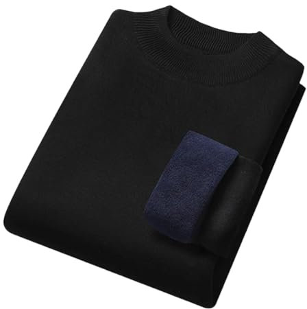REHJJDFD Maglione a collo alto da uomo in pile caldo pullover da uomo maglione casual slim, Collo a lupetto nero, 2XL