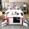 Housse de Couette Carrée en Coton 220x240, Rayures Blanches, Noires, Rouges et Grises, Ensemble de Literie À Carreaux Géométriques pour Hommes Femmes, Parures de Lit Modernes Créatives, Doux