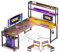 ODK Scrivania Gaming con LED, 168×120 cm Scrivania con Ripiano Reversibile, Scrivania ad L con Prese e Porte USB, Scrivania Gaming Marrone Vintage con Scomparti e Spazio di Archiviazione