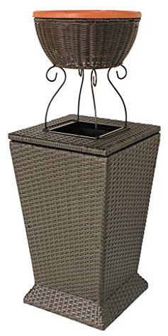 UsmAsk Poubelle d'extérieur Poubelle d'extérieur en résine et Osier avec Pot de Fleur pour terrasse ou Patio dans la Cour, la terrasse ou Le Patio (Couleur : Style Pot de Fleur) (Style Pot de Fleur)