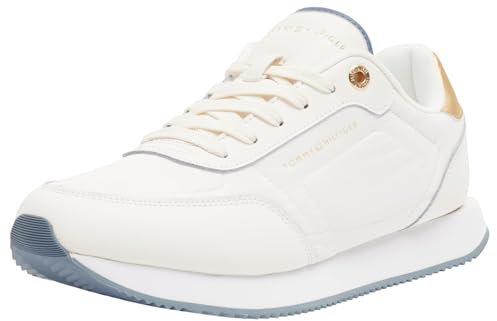 Tommy Hilfiger Baskets de Running Femme Essential Metallics Élégantes, Beige (Ancient White), 36