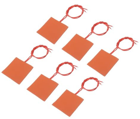sourcing map Silikon-Heizmatte, 12V 7,5W Heizfolie Flexible Heizplatte 50mmx50mm Heizmatte für konstante Temperatur, Packung mit 6 Stück