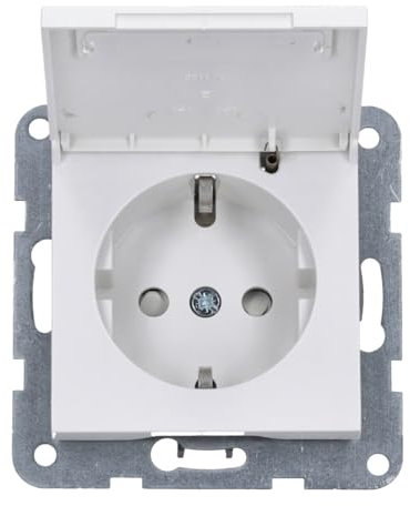 Panasonic WDTT03202WH Karre Plus 55 Schutzkontakt-Steckdose mit Klappdeckel beschriftbar reinweiß 55x55 mm