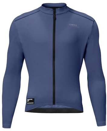 INBIKE Fahrradtrikot Radtrikot Rennrad Trikot Herren Winter Warm Langarm mit Fleece 3 Taschen Slimfit Radtrikot Hochstretchige Elastisch Atmungsaktiv Blau M