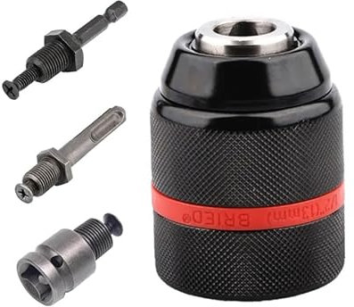 Quick Change Keyed/Keyless Drill Chuck Adapter Converter Conversion Kit - 1/4 Hex, SDS Plus, 1/2 Square Adaptor for Electric Drill, Impact Driver (Keyless Chuck + 3pcs Adaptor)
