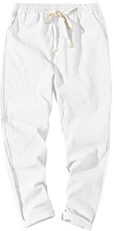 Generico Pantaloni Bianchi Uomo Eleganti Pantaloni Uomo da Moto Estate Pantaloni Tuta Danza Uomo Pantaloni Cargo Uomo Larghi Pantaloni da Palestra Uomo per Sudare Pantaloni Basket Uomo Estivi